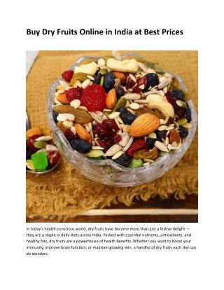 Buy Dry Fruits Online in India at Best Prices & Cheapest Deals