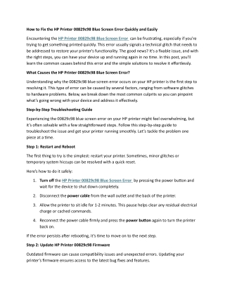 How to Fix the HP Printer 00829c98 Blue Screen Error Quickly and Easily