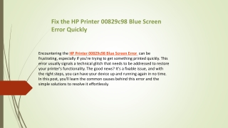 HP Printer 00829c98 Blue Screen Error