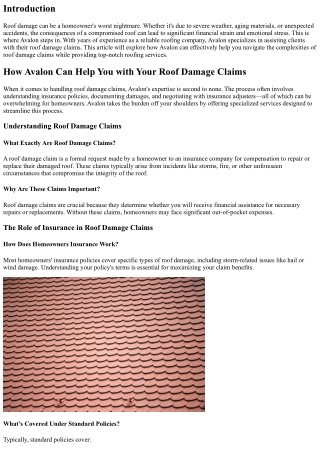 How Avalon Can Help You with Your Roof Damage Claims