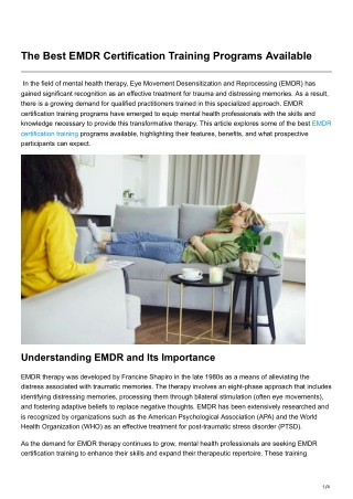 The Best EMDR Certification Training Programs Available