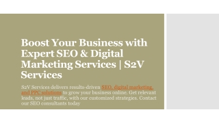 Boost Your Business with Expert SEO & Digital Marketing Services | S2V Services