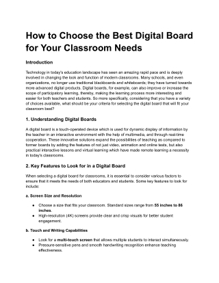 How to Choose the Best Digital Board for Your Classroom Needs(Article Posting)