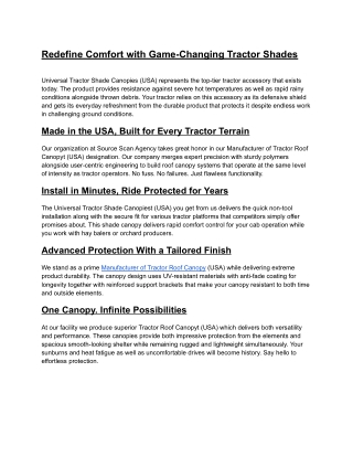 Redefine Comfort with Game-Changing Tractor Shades