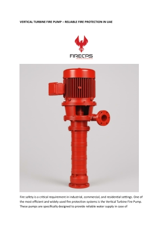 VERTICAL TURBINE FIRE PUMP