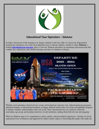 Educational Tour Operators