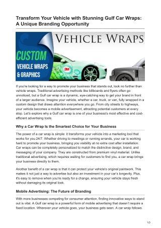 Transform Your Vehicle with Stunning Gulf Car Wraps A Unique Branding Opportunity