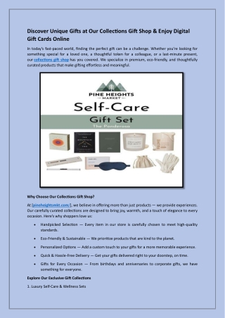 Discover Unique Gifts at Our Collections Gift Shop & Enjoy Digital Gift Cards Online