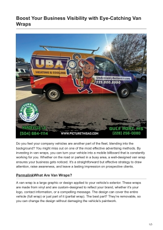 Boost Your Business Visibility with Eye-Catching Van Wraps