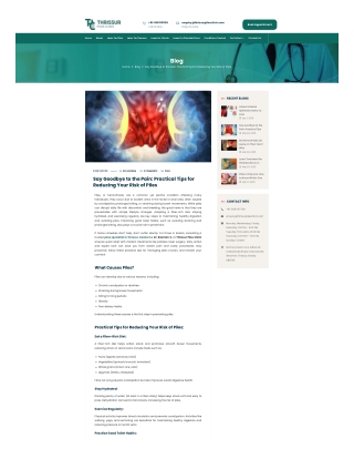 Say Goodbye to the Pain Practical Tips for Reducing Your Risk of Piles