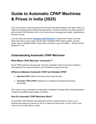 Guide to Automatic CPAP Machines & Prices in India (2025)