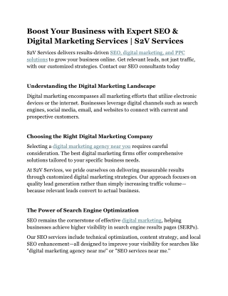 Boost Your Business with Expert SEO s2vinfotech