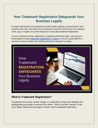 How Trademark Registration Safeguards Your Business Legally