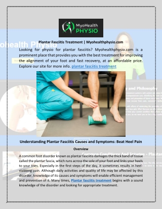 Plantar Fasciitis Treatment | Myohealthphysio.com