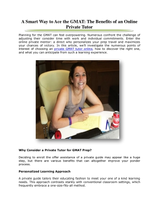 A Smart Way to Ace the GMAT: The Benefits of an Online Private Tutor