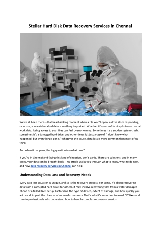 Stellar Hard Disk Data Recovery Services in Chennai