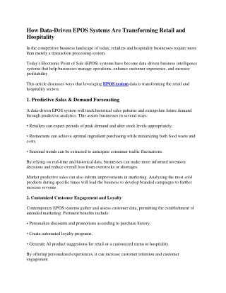 How Data-Driven EPOS Systems Are Transforming Retail and Hospitality