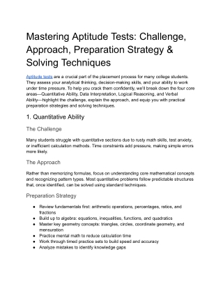 Mastering Aptitude Tests_ Challenge, Approach, Preparation Strategy & Solving Techniques
