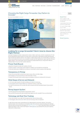 Cargo Forwarder: Key Factors to Choose the Right Partner