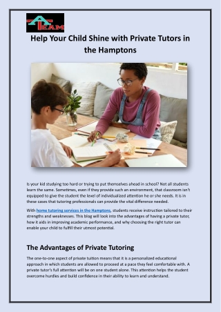 Help Your Child Shine with Private Tutors in the Hamptons