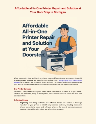 Affordable all in One Printer Repair and Solution at Your Door Step