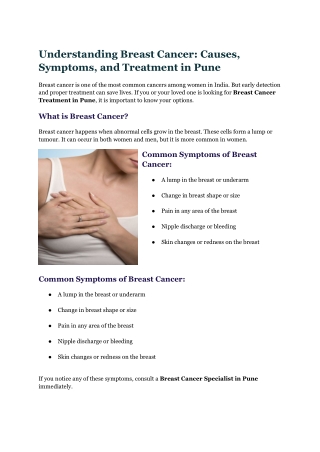 Breast Cancer_ Causes, Symptoms, and Treatment in Pune