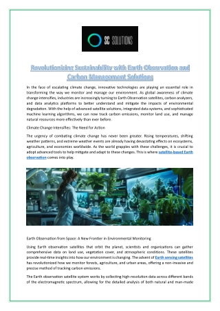 Earth Observation and Carbon Management Solutions