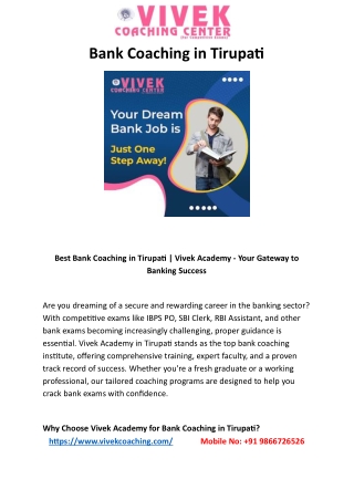 Bank Coaching in Tirupati