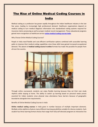 The Rise of Online Medical Coding Courses in India