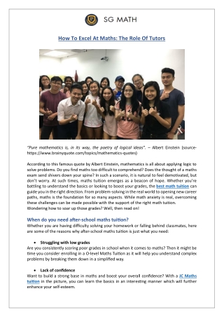 How To Excel At Maths: The Role Of Tutors