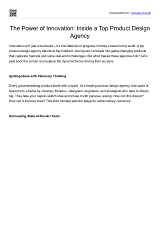 The Power of Innovation: Inside a Top Product Design Agency