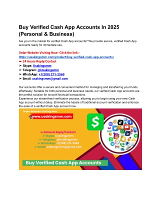 Buy Verified Cash App Accounts In 2025 (Personal & Business)