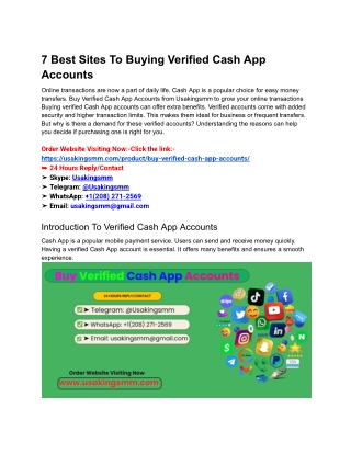 7 Best Sites To Buying Verified Cash App Accounts