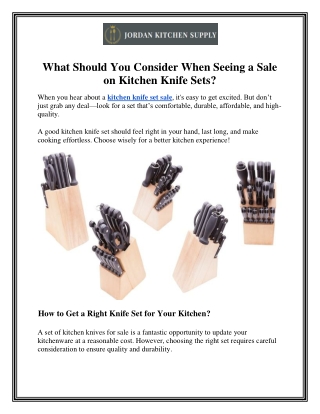 What Should You Consider When Seeing a Sale on Kitchen Knife Sets