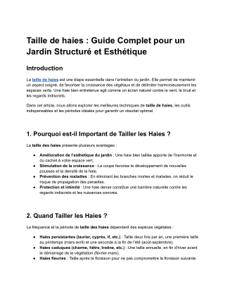 Taille de haies : Guide Complet pour un Jardin Structuré et Esthétique