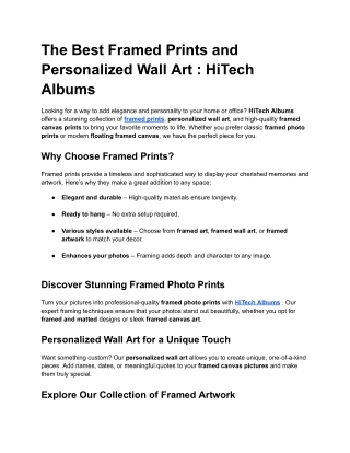 The Best Framed Prints and Personalized Wall Art _ HiTech Albums