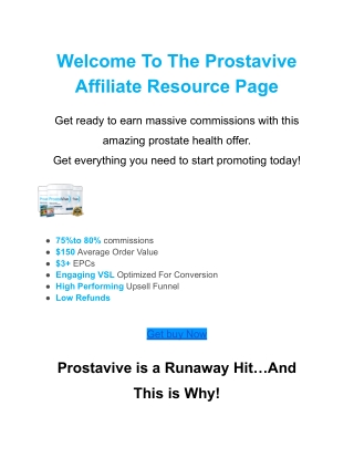 Welcome To The Prostavive Affiliate Resource Page