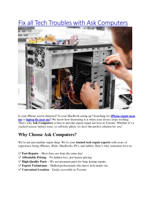Fix all Tech Troubles with Ask Computers