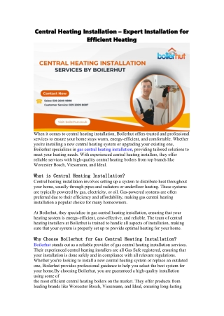 Central Heating Installation – Expert Installation for Efficient Heating