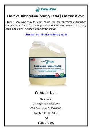Chemical Distribution Industry Texas | Chemiwise.com
