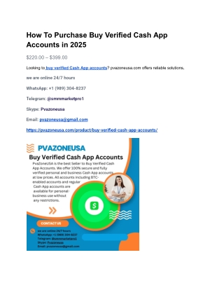 How To Purchase Buy Verified Cash App Accounts in 2025