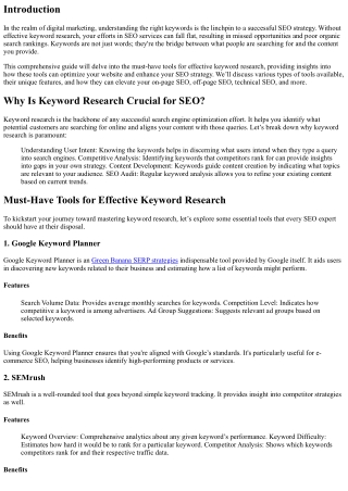 Must-Have Tools for Effective Keyword Research