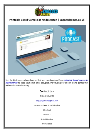 Printable Board Games For Kindergarten  Engagedgames.co.uk