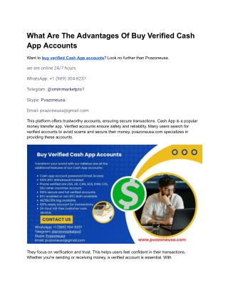 What Are The Advantages Of Buy Verified Cash App Accounts