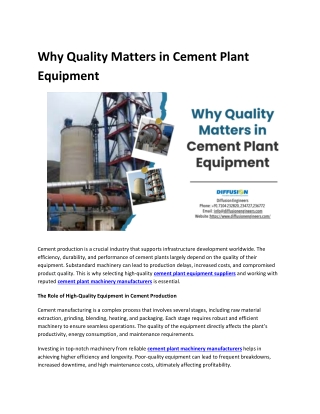 Why Quality Matters in Cement Plant Equipment