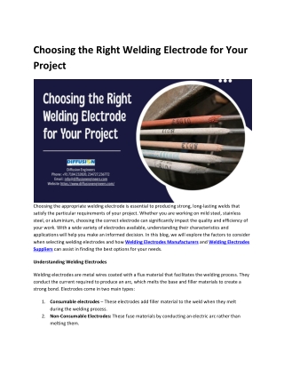 Choosing the Right Welding Electrode for Your Project