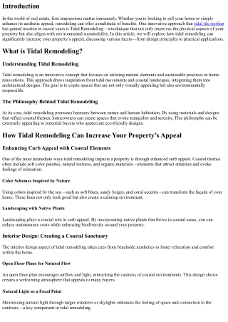 How Tidal Remodeling Can Increase Your Property’s Appeal
