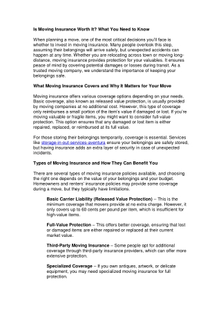 Is Moving Insurance Worth It? What You Need to Know