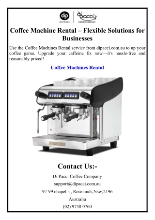 Coffee Machine Rental – Flexible Solutions for Businesses