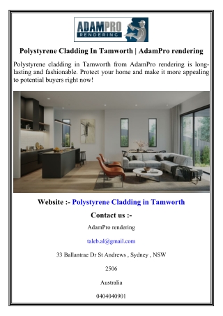 Polystyrene Cladding In Tamworth  AdamPro rendering